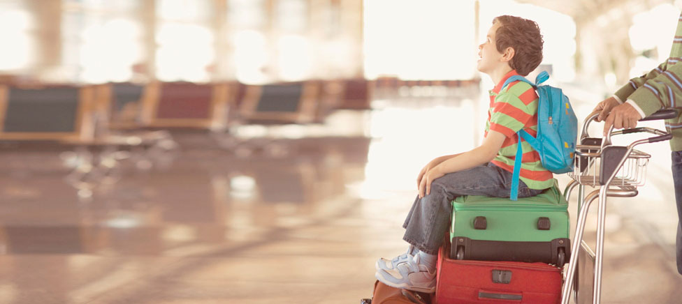 Young boy at the airport Young boy at the airport