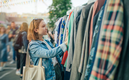 lady shopping in second hand market